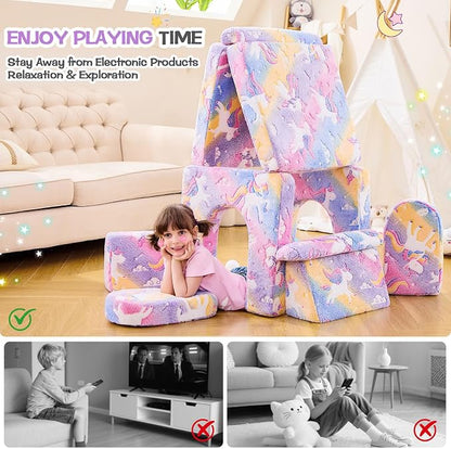 IFNOW Modular Kids Play Couch, Convertible & Washable Toddler Foam Couch Kids - Image 5