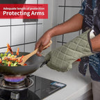 ARCLIBER Oven Mitts Heat Fire Resistant Oven Mitts 425 ° F, Quilted Terry Cloth Cotton Soft Lining Oven Gloves, Extra Long Kitchen Mittens for Cooking Baking