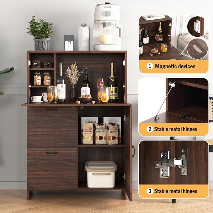 Foldable Desk Cabinet with Storage Drawers & Shelves - Image 7
