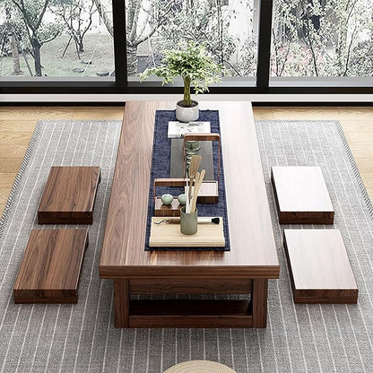 Solid Wood Japanese Style Tea Table, Low Long Coffee Table - Image 6