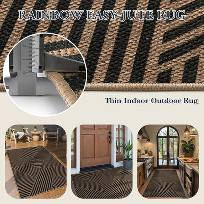 Lahome Enfys Modern Geometric Outdoor Easy Jute Rug, 3x5 Indoor Outdoor Rugs - Image 5