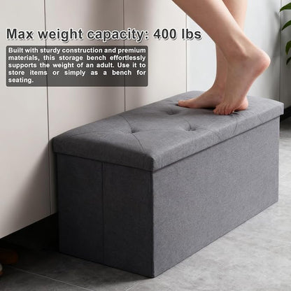 43 inch Storage Ottoman Bench, Folding Storage Bench Ottoman, - Image 6