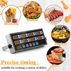 1 Pack 8-Channel Digital Kitchen Timer, Commercial Cooking Timer with Loud Alarm, Large LCD Display, for Restaurants, Baking, Labs, Multiple Independent Countdown Timers