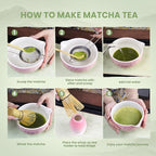 7-Pcs Matcha Whisk Set - Ceramic Matcha Set Includes Bowl,Whisk,Holder,Bamboo Scoop,Scoop Rest,Sifter & Tea Towel – Japanese Traditional Tea Kit for Beginners & Tea Lovers (Gradient Pink)