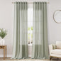 Sage Green Linen Textured 96 Inch Curtains 2 Panel Set Back Tab Rod Pocket by Nanspring