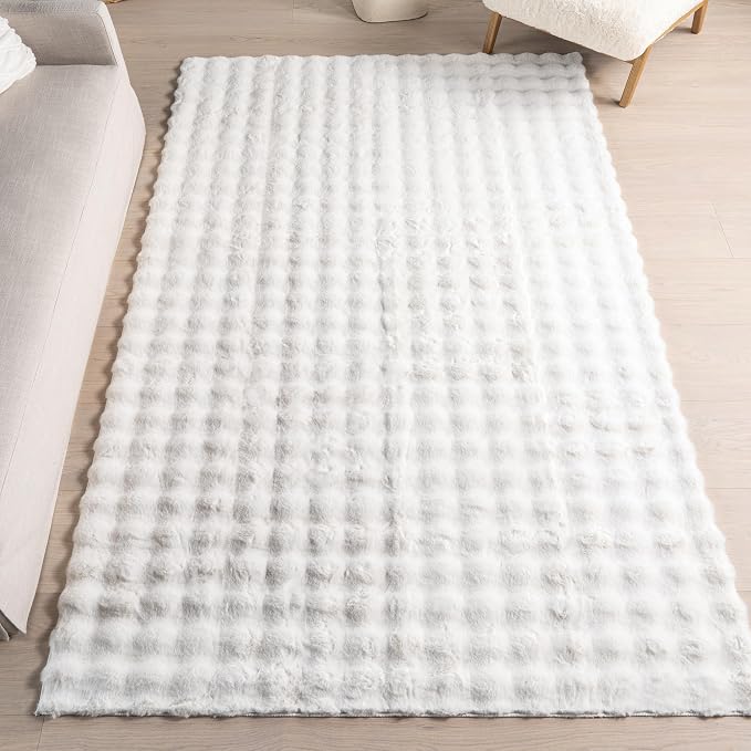nuLOOM Jeni Off White Checkered Washable Area Rug, Oval 5' x 8' | Nuloom Jeni by nuLOOM