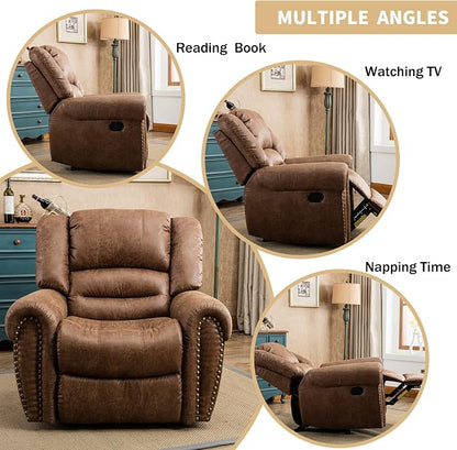 CANMOV Leather Recliner Chair, Classic and Traditional Manual Recliner Chair - Image 9