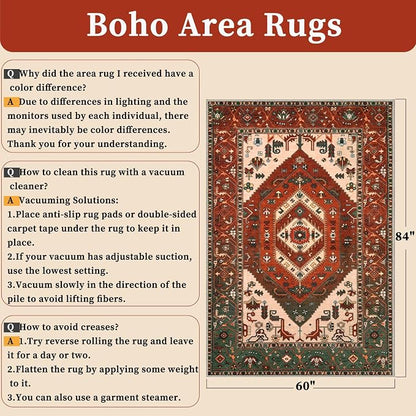 SERISSA 5x7 Washable Non Slip Boho Area Rug - Image 2