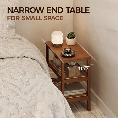 Rattan Side Table Mid Century Modern End Table 3-Tier - Image 3
