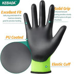 Kebada W1 Work Gloves for Men and Women, Touchscreen PU Coated Gloves with Grip, 50 Pairs Bulk Pack, Ideal for Warehouse Package Handling, Construction, Gardening, Green Small