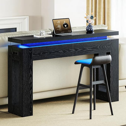 LIKIMIO Console Table with Drawers, Modern Entryway Table with LED Lights and - Image 9