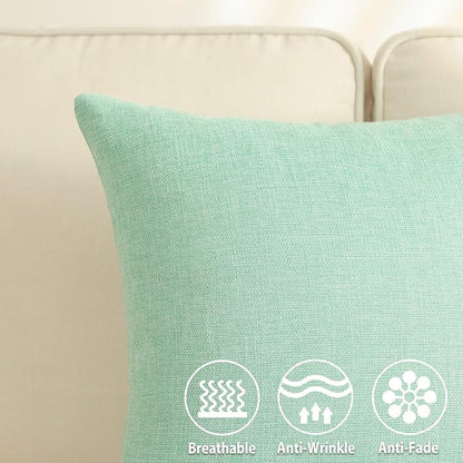Stellhome Set of 2 Linen Throw Pillow Cover Square Spring Decorative Farmhouse - Image 2