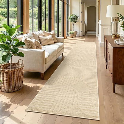 Findosom Washable Runner Rug 2x10, Geometric High-Low Textured Non Slip Hallway by Findosom
