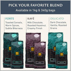 Filicori Zecchini Italian Espresso Beans – Whole Bean Coffee, Bold Dark Roast Arabica & Robusta Blend Roasted in Bologna – Slow Roasted Forte 340g