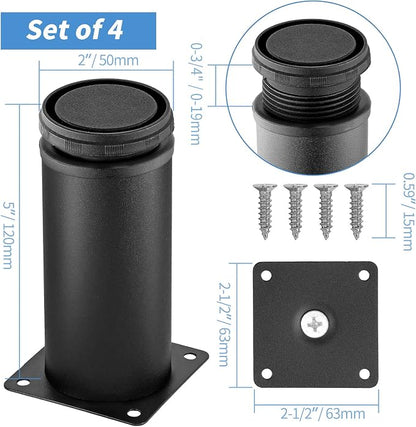 5 Inch Metal Furniture Legs Stainless Steel Adjustable Legs Black Metal Legs - Image 4