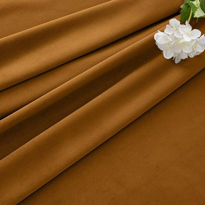 MIULEE Velvet Curtains 50W x 96L 2 Panels Golden Brown Blackout Curtains | - Image 7