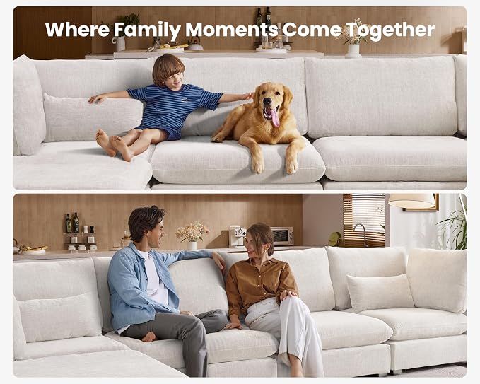 154" Oversized Chenille Couch Modular Sectional Sofa, Washable Cloud Couch - Image 8