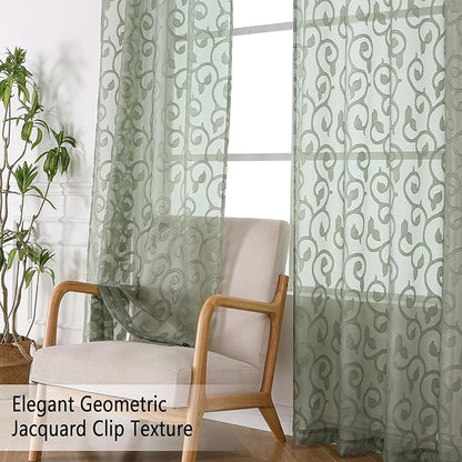Furman Sage Green Sheer Curtains 45 Inch Length 2 Panels Set - Image 5