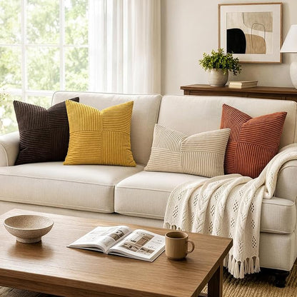 MIULEE Mustard Yellow Decorative Euro Sham Pillow Covers 24x24 Inch 2 Pack | - Image 5