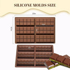 2 Pack Chocolate Bar Mold Deep for Stuffed Bar, Non-Stick Thick Chocolate Molds, Silicone Chocolate Candy Molds for Knafeh Pistachio Chocolate Bar, Candy, DIY Handmade Gifts (2 Pcs 10Snap)