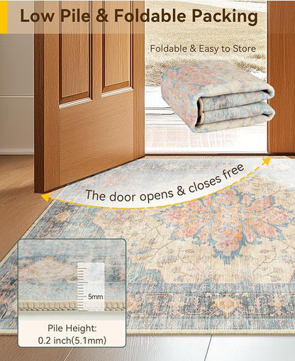 RELEANY Washable Area Rug, Small 2'x3', Water Repellent, Pet Friendly, Vintage - Image 4