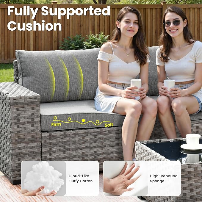ovios 7 Pieces Patio Furniture Set, Outdoor Wicker Sectional Sofa - Image 5