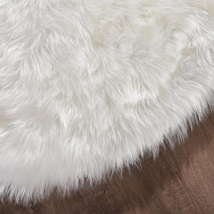 Goolela White Round Area Rug 6ft Fluffy Fuzzy Circle Sheepskin Rug - Image 6