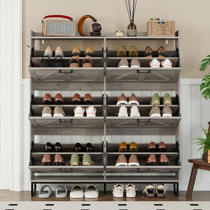 BORNOON Shoe Cabinet with 6 Flip Drawers Narrow Shoe Storage Cabinet Organizer - Image 7