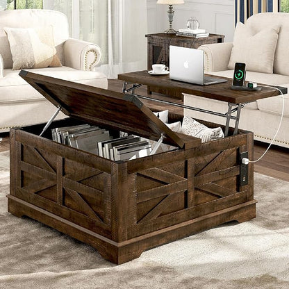 Hlivelood 36" Farmhouse Movable Lift Top Coffee Table by Hlivelood