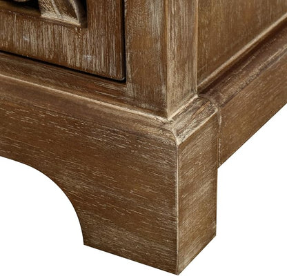 eHemco Vintage Hollow Carved Door End Table, Storage Cabinet - Image 9