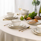 AmorArc Ceramic Dinnerware Sets,Stoneware Handmade Reactive Glaze Plates and Bowls Sets,Chip and Crack Resistant | Dishwasher & Microwave Safe,Dishes Set Service for 4 (12pc)