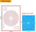 Silicone Baking Mat，Non Stick Rolling Dough with Measurements for Pie Pizza Cookies Fondant Making，Extra Thick Non Slip Silicone Pastry Mat