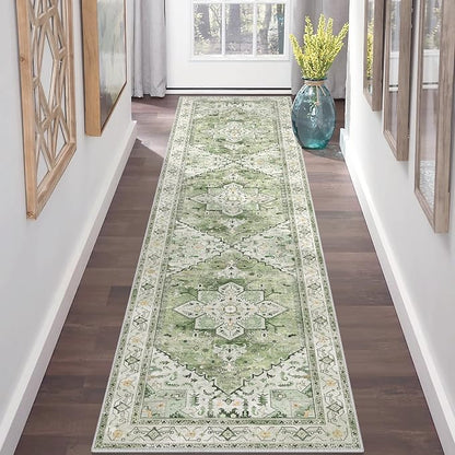 Yamaziot Washable Runner Rug, 2x8 Non-Slip Boho Vintage Hallway Kitchen Rug | - Image 7