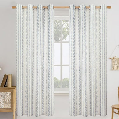 BGment Navy Blue Vintage Floral French Country Curtains 72 Inch Length - Image 9