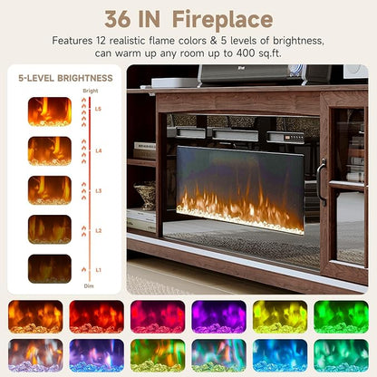 70" Fireplace TV Stand, Farmhouse Entertainment Center - Image 4