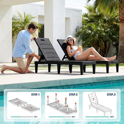 Devoko Outdoor Chaise Lounge Chair Set of 2 - Image 4