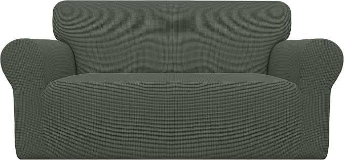 Easy-Going Stretch Oversized Loveseat Couch Covers Washable Olive Green | by Easy-Going