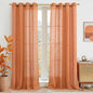 Burnt Orange Sheer Linen Curtains, 84 inch Light Filtering Semi Sheer Panels by LAMIT