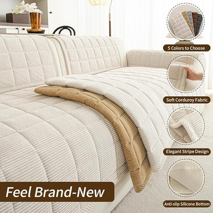 Velvet Couch Covers for Sectional Sofa Washable, Non-Slip L Shaped Sectional - Image 3