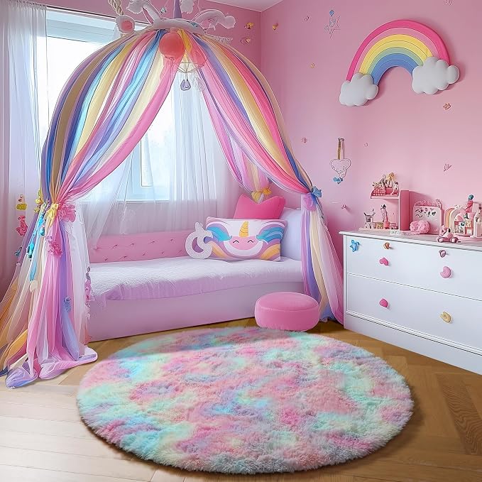 Amdrebio Rainbow Unicorn Large Round Rug 6Ft - Image 9