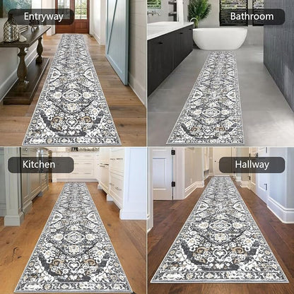 HEBE Hallway Runner Rug 2'8''x14', Washable Non Slip Kitchen Rug Runner | Soft - Image 4