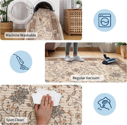 GarveeHome 8x10 Brown Washable Area Rug Living Room Bedroom Non Slip | - Image 6