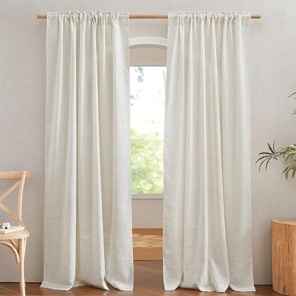 NICETOWN Flax Linen Curtains 84 inch Long, Rod Pocket & Back Tab Semi Sheer - Image 4
