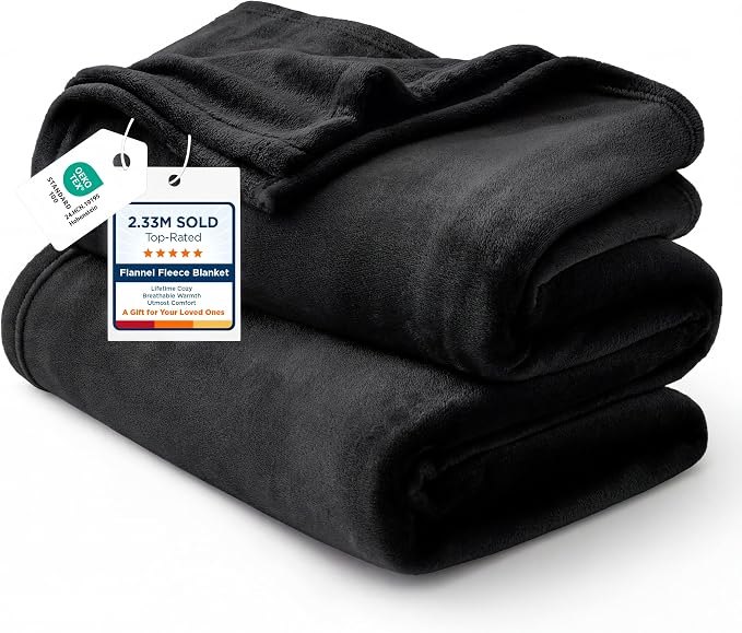 Bedsure GentleSoft Fleece Throw XL Blanket Black by Unknown