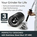 Manual Coffee Grinder by Alpaca Ventures - Stainless Steel Conical Burr Coffee Grinder Manual with Adjustable Setting Double Bearing Hand Espresso Grinder Perfect for Home, Office and Camping