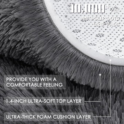 OLANLY Grey Round Rugs for Bedroom - Image 7