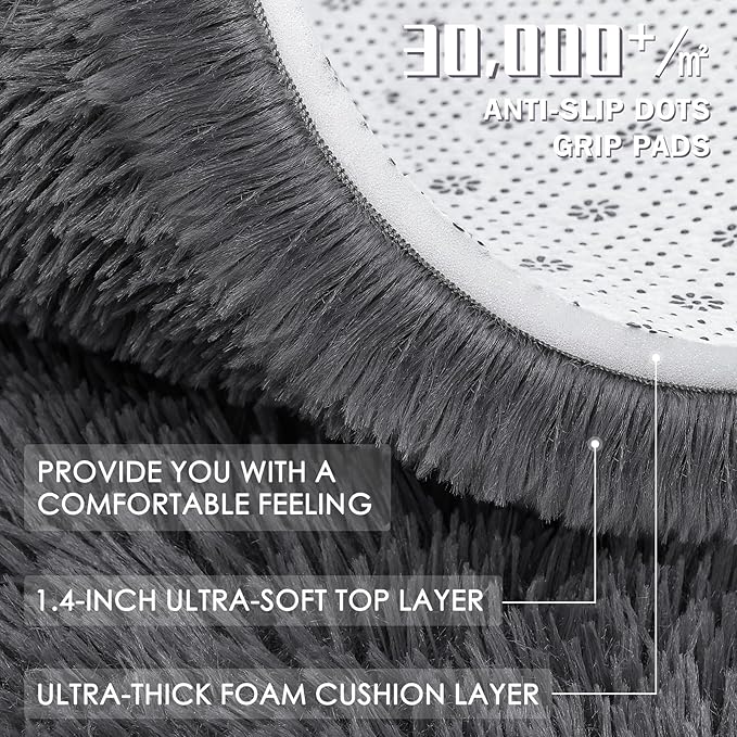 OLANLY Grey Round Rugs for Bedroom - Image 7