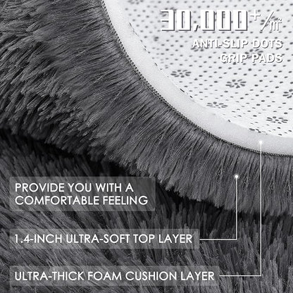 OLANLY Grey Round Rugs for Bedroom - Image 7