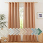 NICETOWN Flax Linen Burnt Orange Curtains 120 inches Long, Grommet Thick Linen by NICETOWN