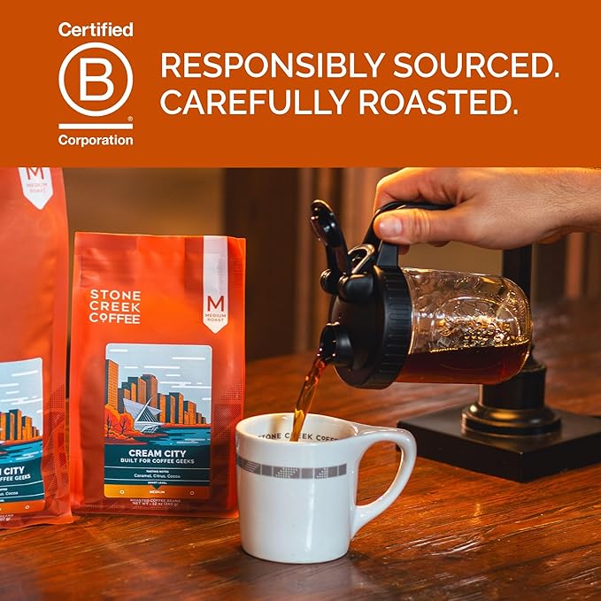 Stone Creek Coffee Medium Roast Whole Bean Coffee – 12 Ounce (Pack of 1) – Specialty Smooth and Sweet Fresh Roasted Coffee Beans with Fruity/Chocolate Tasting Notes, Cream City